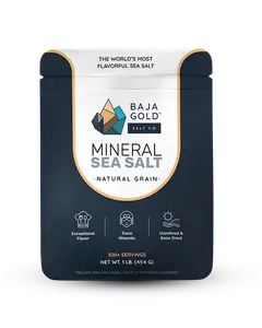 Baja Gold Signature Mineral Sea Salt - Natural Grain Crystals - The Only Authentic Baja Gold | Unrefined Baja Salt for Cooking and Seasoning | Low Sodium, Unrefined, Trace Mineral Rich, Kosher, Vegan | Ultra Flavorful