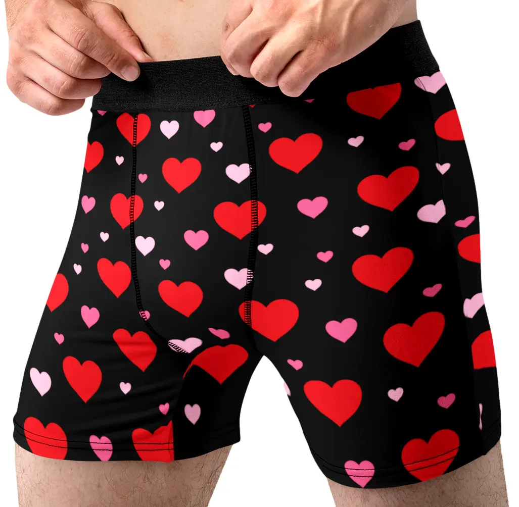 Random Stock Apparel Red Pink Hearts Men's Boxer Briefs Valentine's Day Underwear