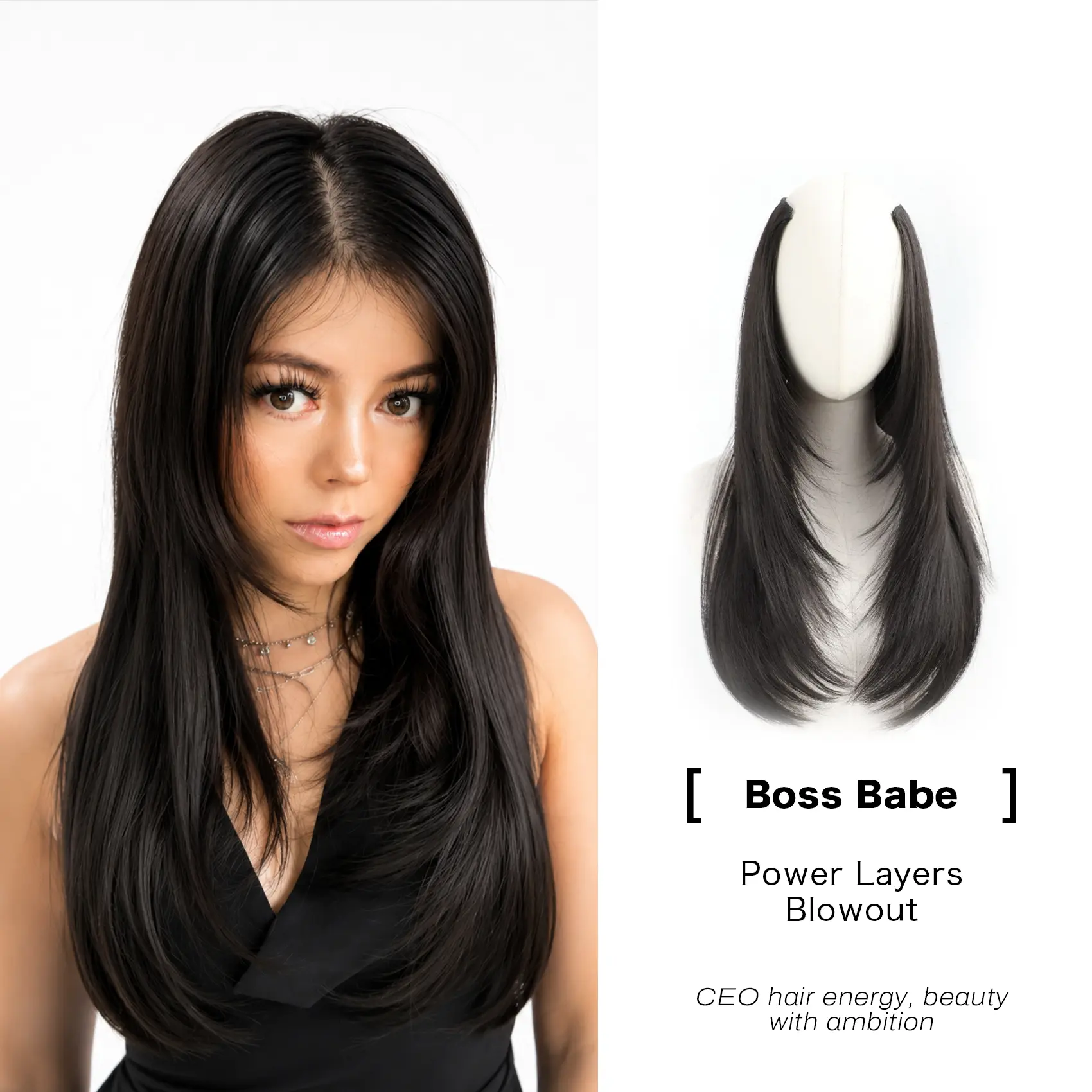 Amara Qbeauty "Boss Babe" Female Synthetic Silky Straight Hair Extensions - 18-in Clip-in Invisible Long Hairpiece