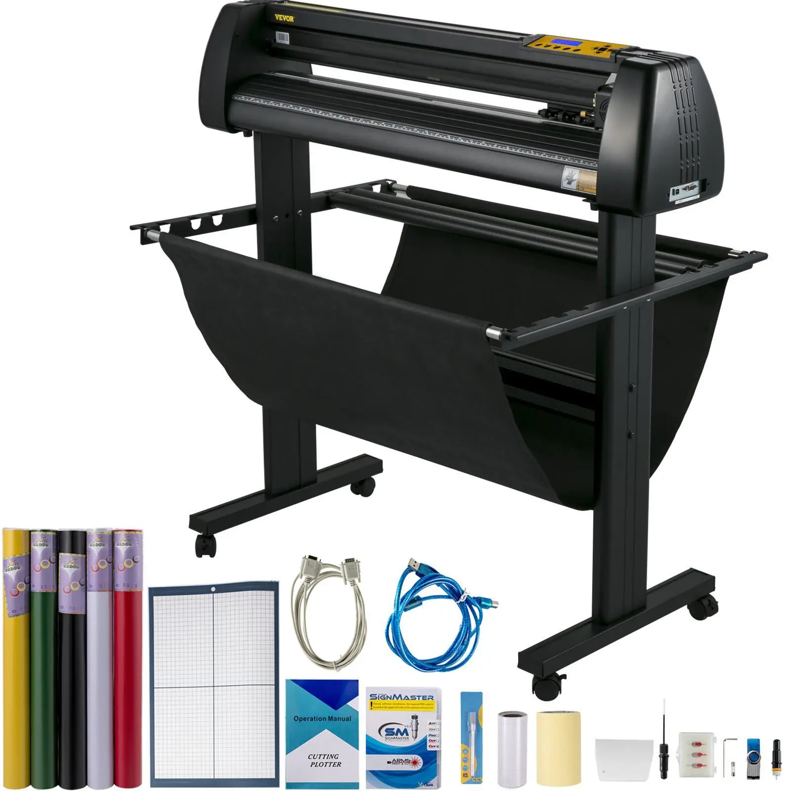 【Backtoschool】VEVOR Vinyl Cutter, 34Inch Bundle, Vinyl Cutter Machine, Manual Vinyl Printer, LCD Display Plotter Cutter Sign Cutting with Signmaster Software for Design and Cut, with Supplies, Tools