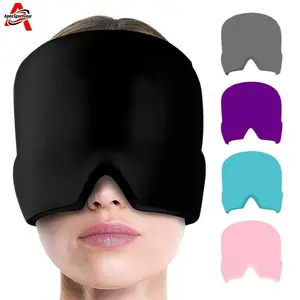 Migraine Relief Cap Gel Ice Head Wrap, Hot Cold Therapy Headache Hat with Stretchable Eye Mask, Reusable Cooling Compress for Tension Sinus Stress Puffy Eyes, Flexible Wearable Ice Pack for Home Office Travel