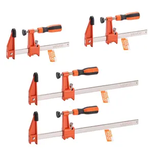 【Spotlight Day】VEVOR Bar Clamps for Woodworking, 2-Pack 6 inch and 2-Pack 12 inch, Lockable F-Clamp with 600 lbs Load Limit, 2-1/2 inch Depth, Cast Iron and Carbon Steel, Wood Clamps for Woodworking Metal Working
