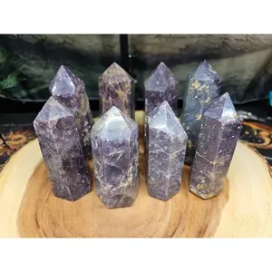 Natural Lepidolite Gemstone Tower, Shimmering Purple Mica Generator Point for Stress Relief and Healing, Large African Crystal, 300-400g