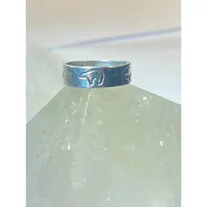 Animal ring size 4.25 feather wolf buffalo band pinky southwest sterling silver