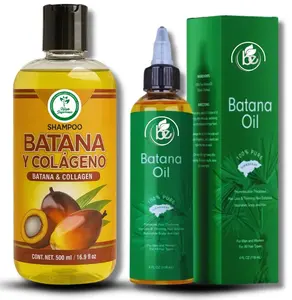 VIRAL Batana Oil Shampoo with Collagen, Rosemary & Aloe Vera – 16.9 fl oz – Salt-Free, Paraben-Free – For Dry & Thinning Hair – + 4 oz Batana Oil – Moisturizing & Strengthening Value Combo – Men & Women