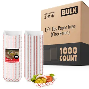 1/4 Lbs Paper Trays - Checkered (1000 Pack)