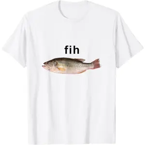 "Fih" Funny Misspelled Fish Meme, Simple Humor T-Shirt