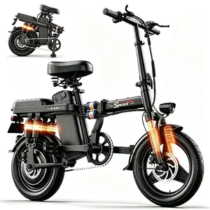 F12 1200W Lightweight Folding E-Bike, Features 14-Inch Wheels, Removable 48V 15Ah Battery, 25 MPH 40 Miles Range Dual Disc Brakes Ebike