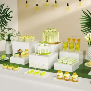 6-piece set of 3-8 inch buffet mats, including combined acrylic boxes for cube rack tube display boxes, acrylic square cube display bases, stackable rack tube display risers, cake display stands, ideal for parties, birthdays and gatherings