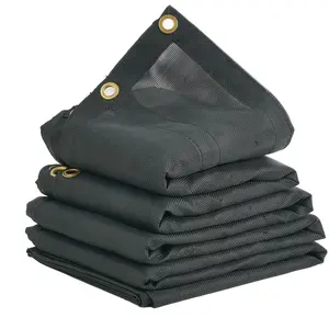 Dump Truck Mesh Tarp 7 X 22 Ft, PVC Coated Black Heavy Duty Cover, 5.5-Inch 18oz Double Pocket, Brass Grommets, Reinforced Double Needle Stitch Webbing, Fits Manual Or Electric Dump Truck System