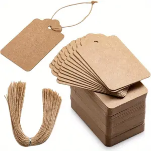 30pcs Kraft Gift Tags with Jute Rope, Blank Merchandise Price Hanging Tags, Bulk Tags for Weddings, Birthdays, Holidays, Party Favors, Hang Tag Set