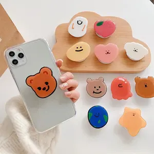 Cute Cartoon Bear Korean Folding Mobile Phone Grip Holder Socket Pocket Support for IPhone Finger Ring Griptok Expanding Stand