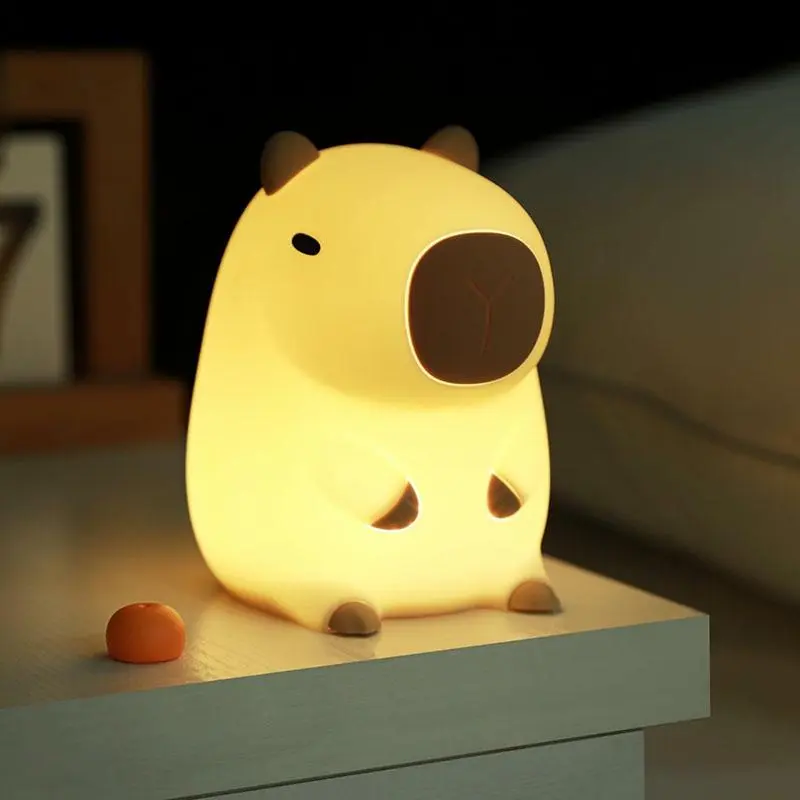 Cartoon Capybara Design Night Light， USB Rechargeable Animal Shaped Night Light, Portable Touch Control Light For Bedroom, Living Room, Cute Lamp