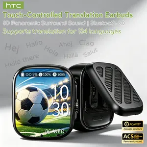 hTC NE72 AI Translator Earbuds with Touchscreen Case, No App Needed, Real-Time Language Translation, Bluetooth Wireless Earphones