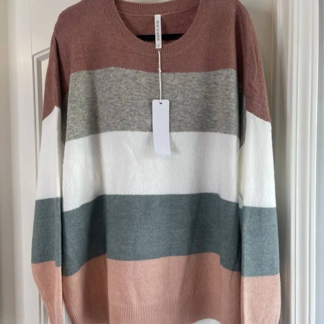 Dear Scarlett Striped Mauve & Gray Sweater