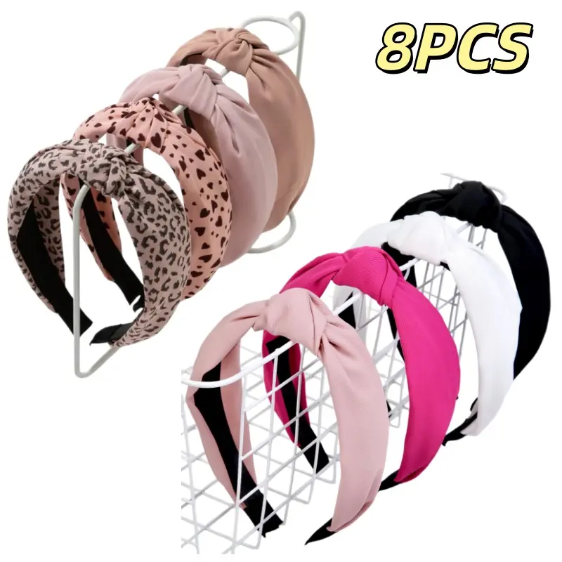 8pcs Anti-Slip Wide Thickened Knot Headbands - Non-Chafing Hairbands Suitable for Home, Parties, Outings, Braids & Ponytails |   Comfortable Wraps for Thick Hair, Daily Wear, Versatile Hairstyle