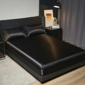 Solid Color Satin Bed Sheets Fitted Sheet Set without Filler, Soft Comfortable with 1 Count/2 Counts Pillowcase, Bedding Supplies for Home Bedroom Hotel#TOP PICKS