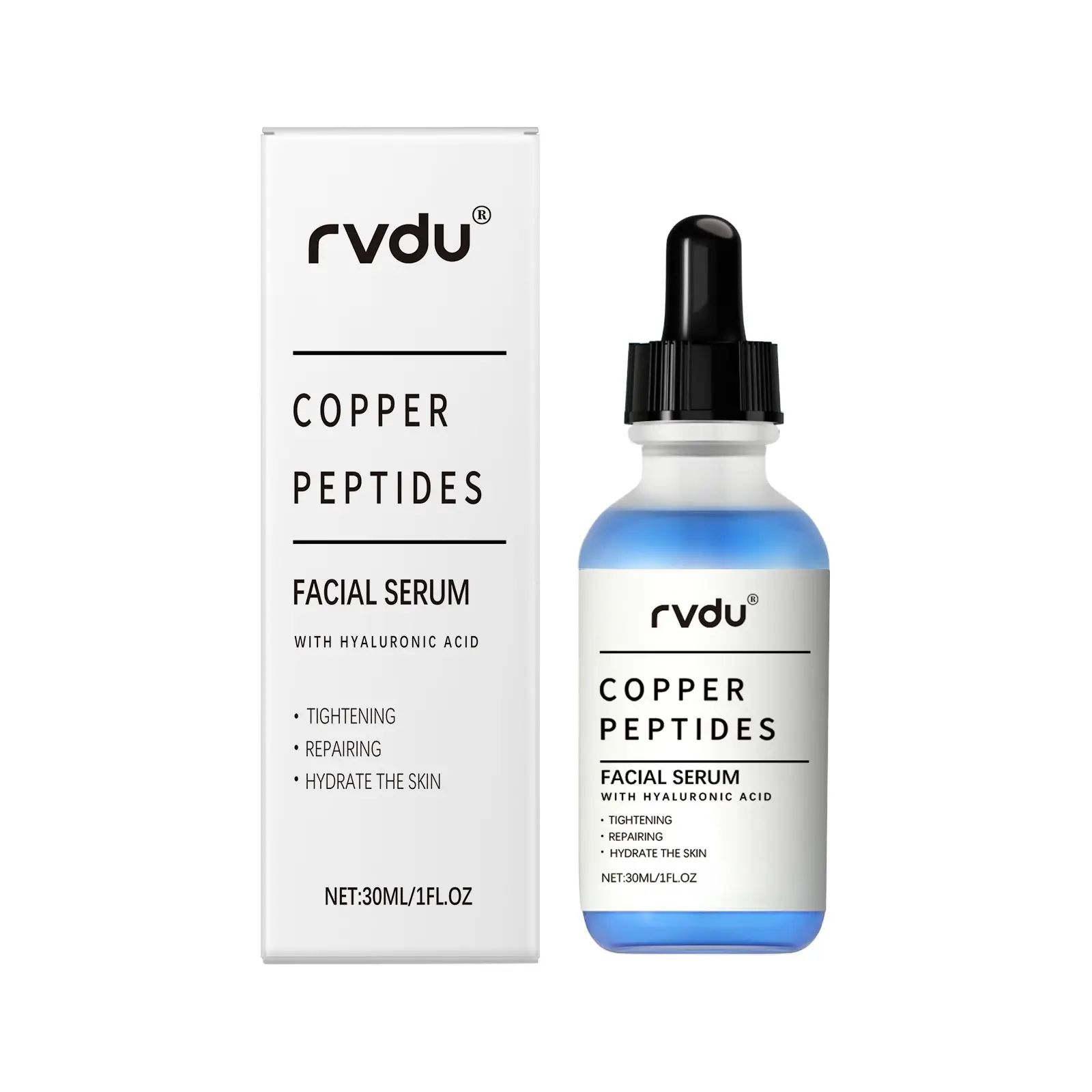 GHK-Cu Copper Peptide Serum with Hyaluronic Acid, Deep Hydrating Nourishing Facial Serum - 30ML Gentle Anti-Aging Skincare for All Skin Types, Firming & Smoothing for Men Women