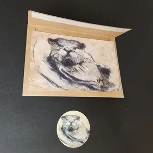 Sushi Snack – Premium Signed and numbered 4x6" Print + 2" Sticker |  Linen Cardstock Art Print with Story on Back | Waterproof Sticker