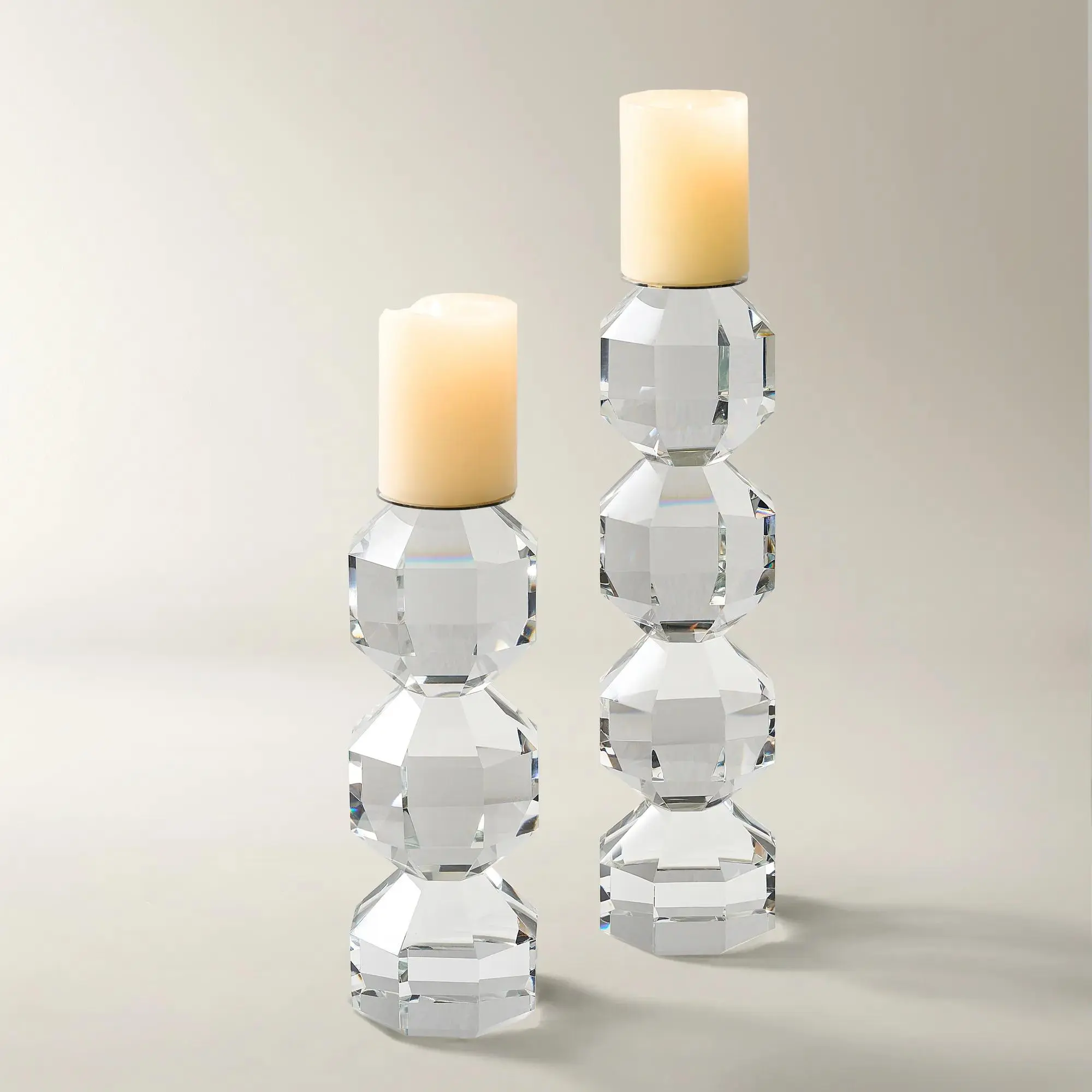 Z Gallerie Chiaro Crystal Pillar Candle Holder - Decorative Glass Pillar Holder for Home Decor & Supplies, Crystal Pillar Holders, Glass Pillar Holders