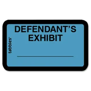 Tabbies  Legal Exhibit Labels- Defendant- 1.63 in. x 1 in.-252-PK-Blue