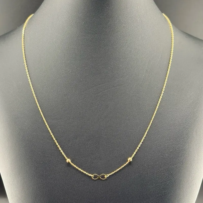14k Gold Infinity Necklace, 18in, Everyday Wear Jewelry