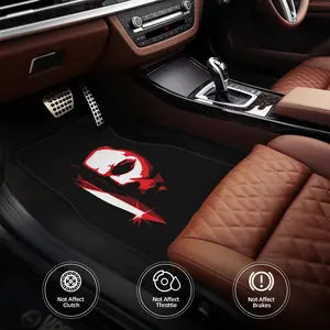 (2D) Car Mats. 4-Piece Halloween Horror Movie Car Mats - Durable All Season Car Mats with Knives and Mask Pattern Design for Cars and Trucks - Ideal Gifts for Men and Women, Halloween Accessories, In-Car Protection, Car Floor Mats