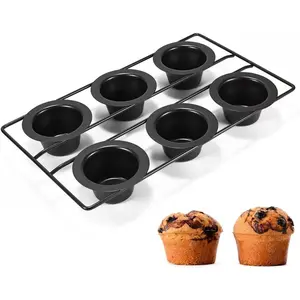 6 Cup Nonstick Popover Pans Large Deep Cupcake Baking Pan Muffin Tin Nonstick Muffin Pans for Baking Sets