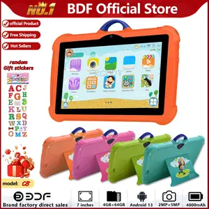 7-Inch Android 13 Kids Tablet, WiFi, 4GB+64GB, TF Card Expansion, Educational Games, Parental Control, HD Screen, Dual Cameras, Blue///