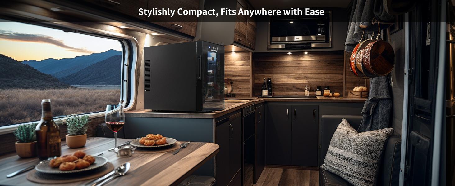 Wine Cooler Fridge, 8 Bottle Wine Chiller with Wine Rack/Lighting, Fast Cooling Thermoelectric Queit Wine Cabinet Cellar for Red White, Energy Efficient Gifts for Women Men