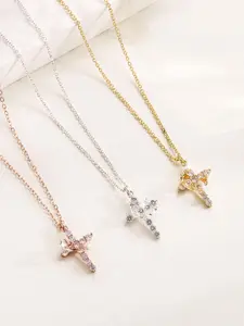 Elegant Cross Pendant Necklace with Crown Rotating Design, Sparkling Starburst Pattern, Perfect Gift for Birthdays, Dates, Holidays