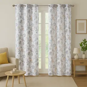 Floral Curtains 95 inches Long Living Room Curtains Room Darkening Curtains Thermal Insulated Light Blocking Drapes Grommet for Bedroom Bathroom, 2 Panels