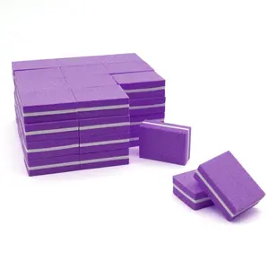 Nail Buffer Mini Size 50pc Purple PrettyClaw 100/180 White Grit Foam Professional Acrylic Nail Buffers Double Sided Nail Buffer for Nails Mini Sanding Blocks Nail Care Manicure Nail Tech Nail Supplies Gel Nails Pedicure Disposable Gel-X Nail Art Cutics