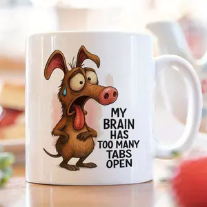 "Exaggerated Dog Expression" Funny Mug, Humorous Cartoon Puppy Coffee Cup, Unique Personality Gift for Dog Lovers, 11oz Quirky Animal Drinkware