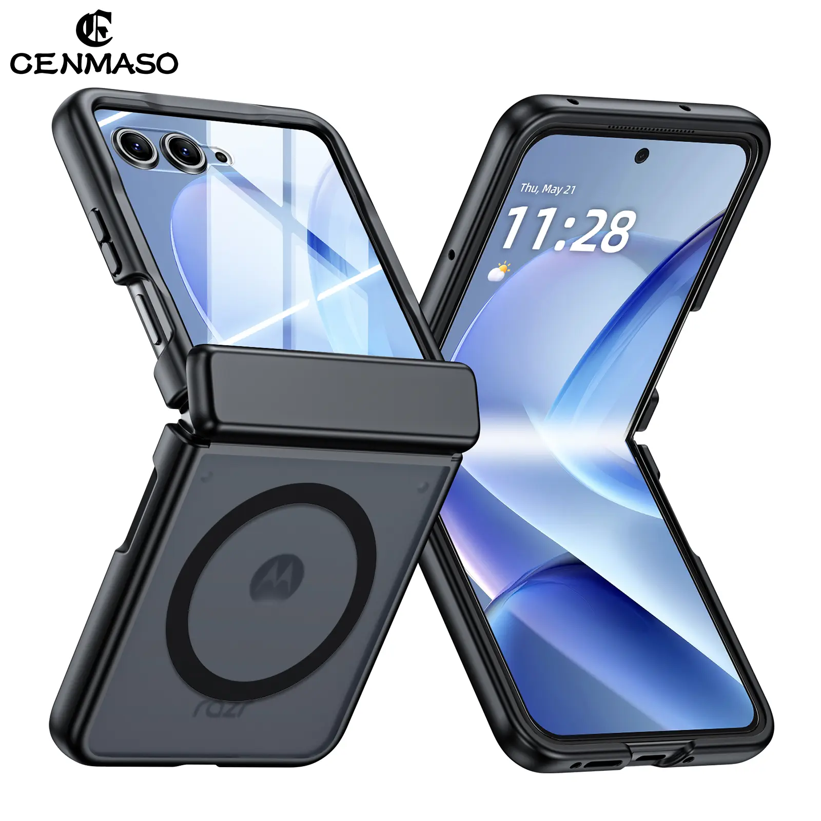 C CENMASO for Motorola Razr Case | Magnetic + Hinge Protection + Screen Guard | Drop Tested