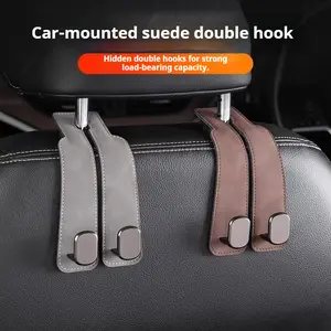 Suede Car Seat Hooks, 4-Pack Universal Headrest Hangers for Organizing Purses, Masks, Shopping Bags in Sedan, SUV, Minivan