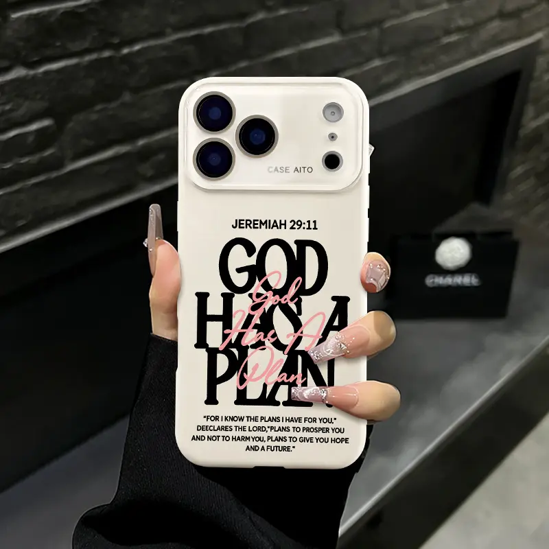 Light CasePop phone case with layered black and pink God Has A Plan lettering and Jeremiah 29:11 text