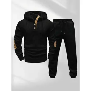 Men's casual fashion suit knitted jacquard sweatshirt and pants two-piece set