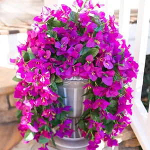 Outdoor Decor Artificial Hydrangea Silk Flowers, Hanging 2 Pieces Long Tail Vine UV Resistant, Realistic Front Door Porch Potted Garden Balcony Yard
