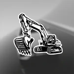 Adhesive Tape Excavator Stickers, Car decorative sticker - Black and White Cartoon Design Climate Resistant, Suitable for Cars, SUVs, Motorcycles, laptops, windows, Car Vehicle Decoration