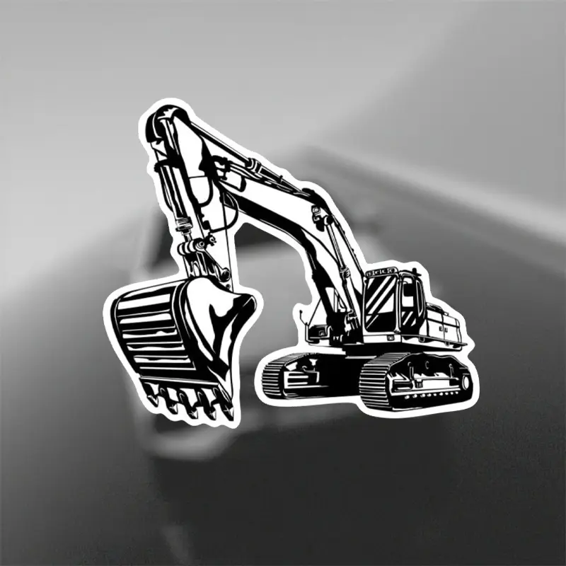 Adhesive Tape Excavator Stickers, Car decorative sticker - Black and White Cartoon Design Climate Resistant, Suitable for Cars, SUVs, Motorcycles, laptops, windows, Car Vehicle Decoration