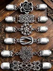 6 Pcs Vintage Cardigan Clips for Women - Adjustable Waist Cinch Clasp for Shirt Dresses, Sweaters, Shawls - No Belt Needed Fashion Accessory, Accessories for Women, Spring Glow Up, Summer Vibes