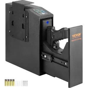 VEVOR Mounted Gun Safe for Pistols, Biometric Gun Safe with Three Quick Access Ways of Fingerprints, Passwords and Keys, Handgun Safe for 1 Pistol for Home, Bedside, Nightstand, WallVEVOR Super Brand Day