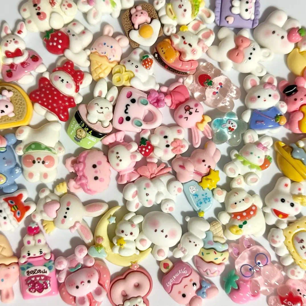 Animal Charms Rabbit Bear Mix Resin Flatback DIY Decoden Art Crafts