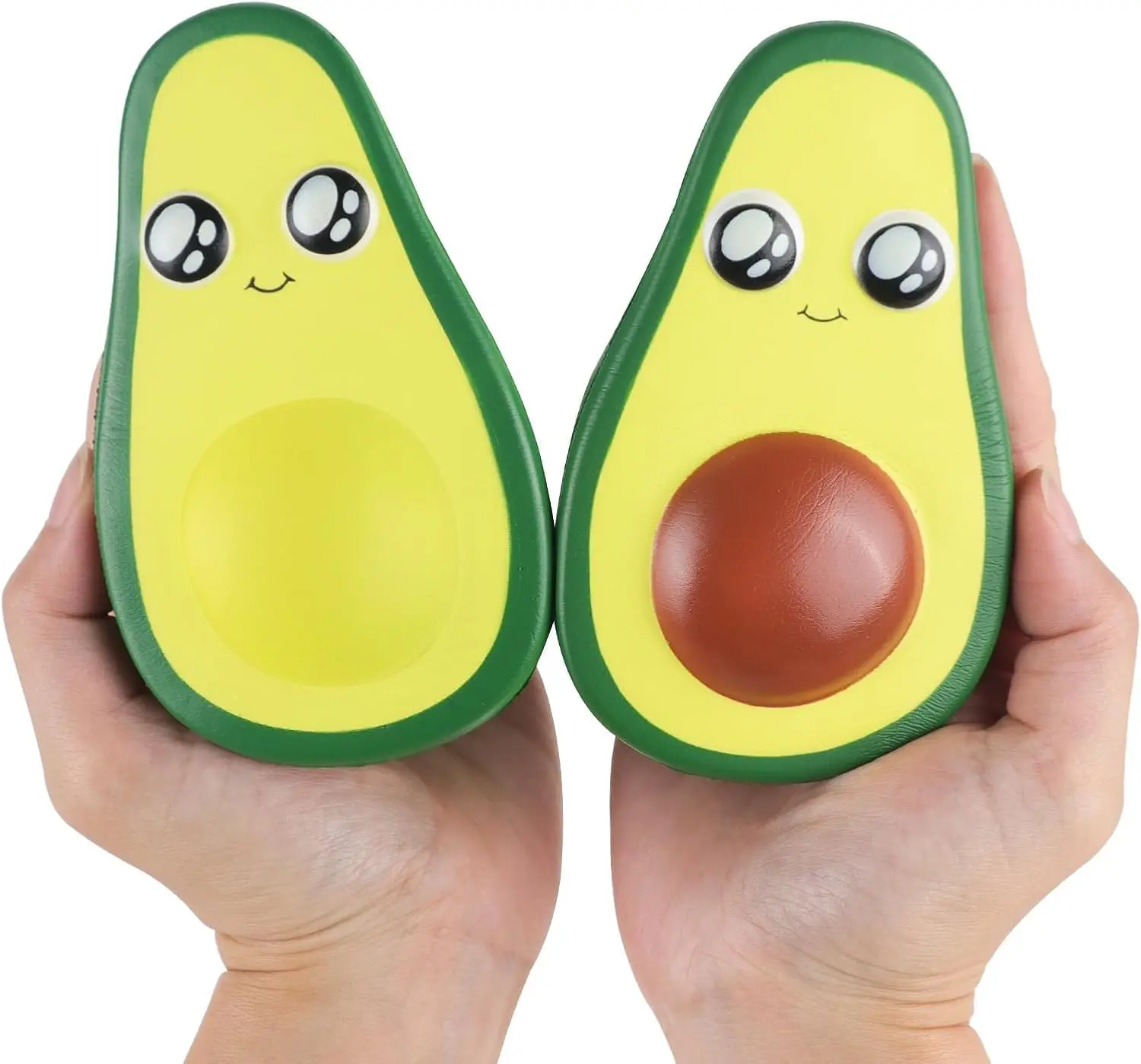 Anboor 2Pcs Kawaii Scented Avocado Squishies - 4.8in (2.9"x1.4"x4.8") Slow Rising Stress Relief Toys, Oddly Satisfying WM Finger Rehabilitation Toys for Kids, Halloween Party Favors, 2.9" X 1.4" X 4.8"