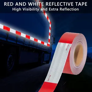 DOT-C2 Reflective Tape 2 Inch x 30 Feet Red White Reflective Tape Outdoor Waterproof Conspicuity Strong Adhesive Reflector Tape Warning Safety Tape for Vehicles Trailers Boats Signs