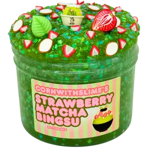 Strawberry Matcha Bingsu 8oz Slime Bingsu Texture Scented Strawberry Matcha