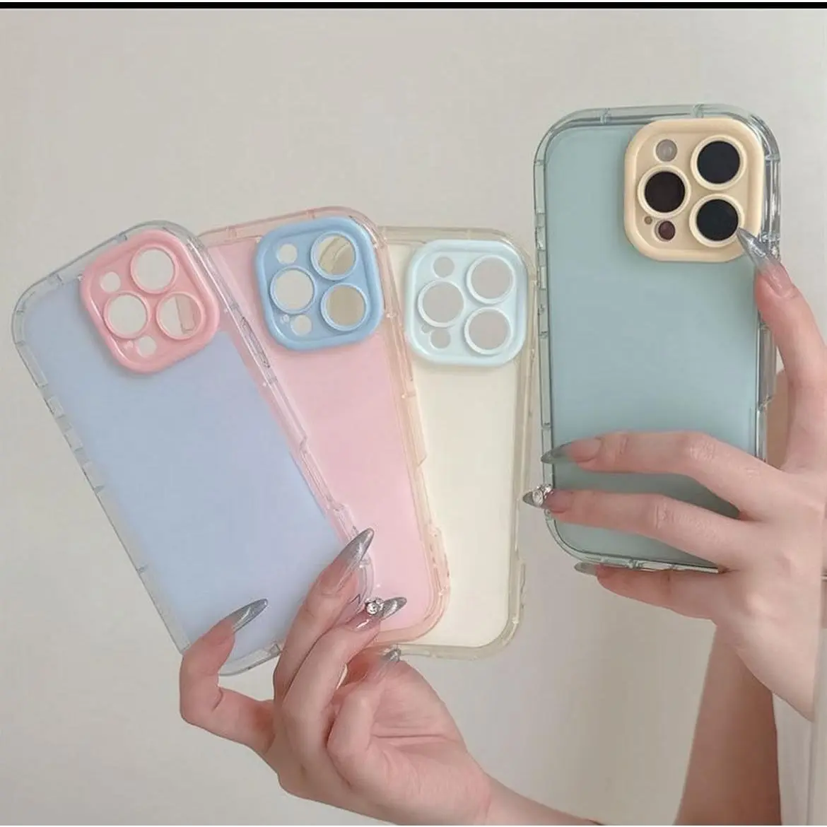 Luxury contrast candy-colored soft silicone airbag shockproof camera protection mobile phone case, suitable for iPhone 16 15 14 13 12 ProMaxPlus, smartphone protective case Durable Protector