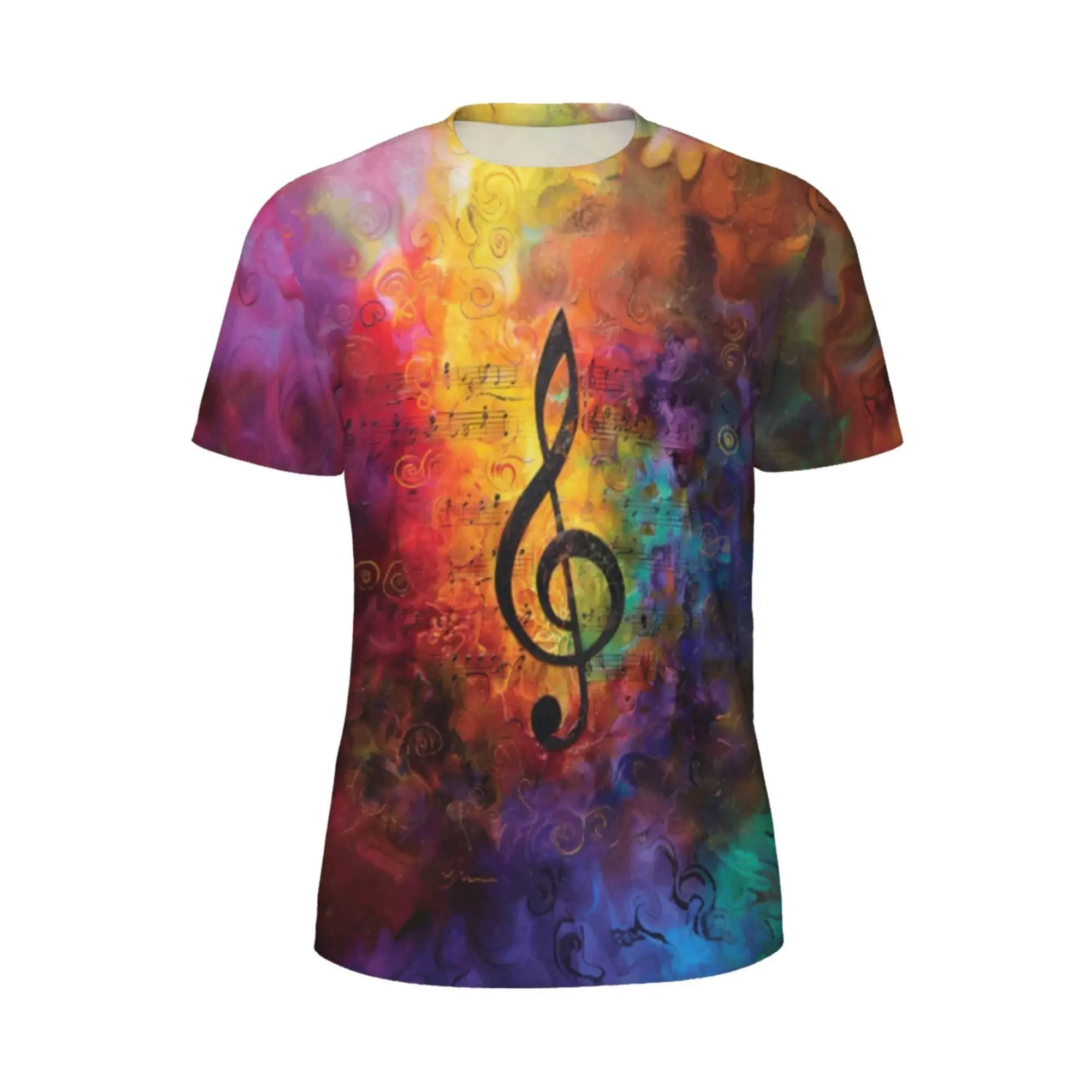Unisex Colorful Abstract Music T - Shirt with Treble Clef & Musical Notes – Perfect for Music Festivals, Concerts, Casual Wear, Ideal for Music Lovers & Art Enthusiasts