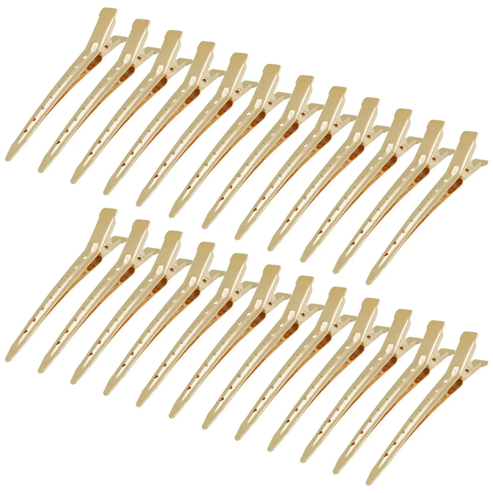 24 Pack Gold Duck Bill Hairclips for Women, 3.35 Inch Metal Alligator Hair Clamps, Rustproof Sectioning Hair Tools for Everyday Salon Styling Hairclips Curly Hair Accessories  Hair Decor